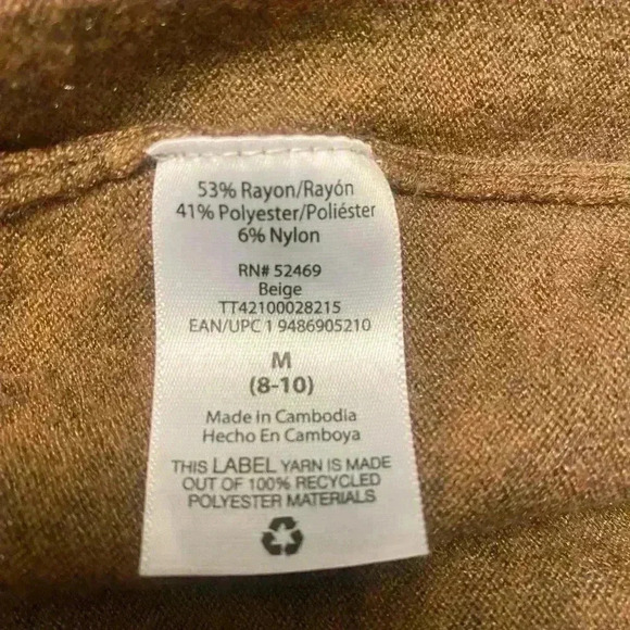 Time and Tru women’s Long sleeve open front cardigan in tan  size medium - Picture 9 of 9